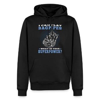 Je joue de la cornemuse Cornemuse écossaise - Sweat à capuche Premium bio Homme - noir - Devant - Nico (187cm)