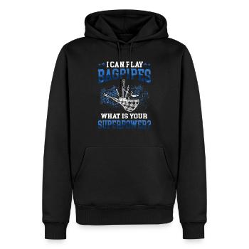 Je joue de la cornemuse Cornemuse écossaise - Sweat à capuche Premium bio Homme - noir - Devant - Nico (187cm)