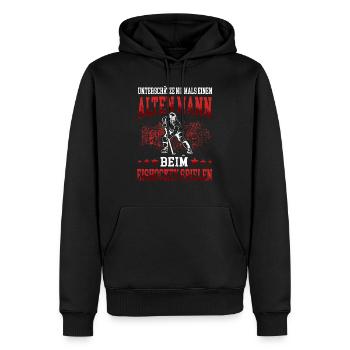 Alter Mann beim Eishockey Hockey junge - Männer Premium Bio Hoodie - Schwarz - Vorne - Nico (187cm)