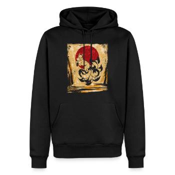 Neunschwänziger Fuchs Japanische Retro Kunst - Männer Premium Bio Hoodie - Schwarz - Vorne - Nico (187cm)
