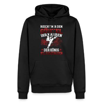 König will Karate Karateka asiatischer Kampfsport - Männer Premium Bio Hoodie - Schwarz - Vorne - Nico (187cm)