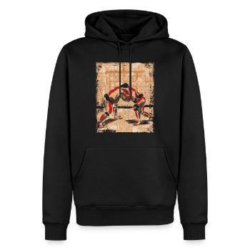 Sumo Wrestler Art Japonais Vintage Rétro - Sweat à capuche Premium bio Homme - noir - Devant - Nico (187cm)