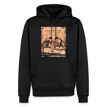 Sumo Wrestler Art Japonais Vintage Rétro - Sweat à capuche Premium bio Homme - noir - Devant - Nico (187cm)