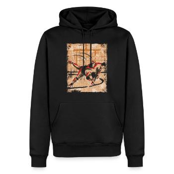 Sumo Wrestler Art Japonais Vintage Rétro - Sweat à capuche Premium bio Homme - noir - Devant - Nico (187cm)