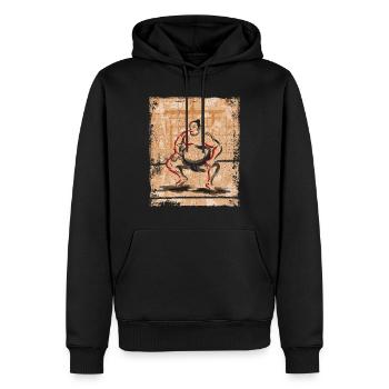Sumo Wrestler Art Japonais Vintage Rétro - Sweat à capuche Premium bio Homme - noir - Devant - Nico (187cm)