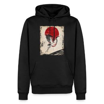 Crane Art Art Japonais Vintage Rétro - Sweat à capuche Premium bio Homme - noir - Devant - Nico (187cm)
