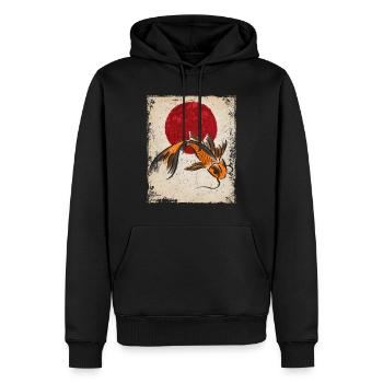 Koi Carp Art Japonais Art Vintage Rétro - Sweat à capuche Premium bio Homme - noir - Devant - Nico (187cm)