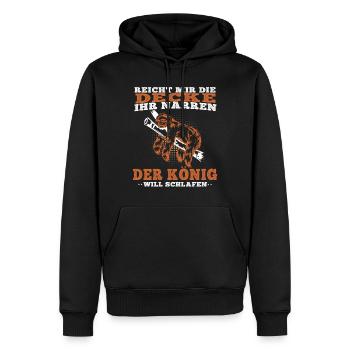 Faultier Der König will schlafen faul Faulenzer - Männer Premium Bio Hoodie - Schwarz - Vorne - Nico (187cm)