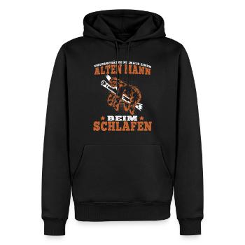 Faultier Alter Mann beim schlafen faul Faulenzer - Männer Premium Bio Hoodie - Schwarz - Vorne - Nico (187cm)
