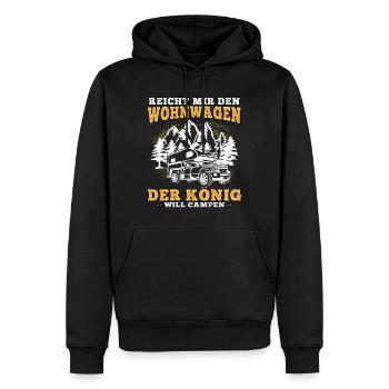 camping König will campen Wohnwagen Urlaub - Männer Premium Bio Hoodie - Schwarz - Vorne - Nico (187cm)