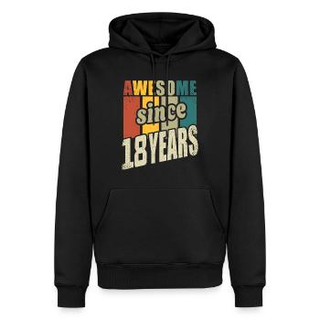 18 ans Génial depuis 18 ans 18ème anniversaire - Sweat à capuche Premium bio Homme - noir - Devant - Nico (187cm)