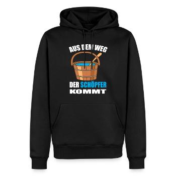 Aus dem Weg der Schöpfer kommt - Männer Premium Bio Hoodie - Schwarz - Vorne - Nico (187cm)