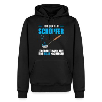 Ich bin der Schöpfer jederzeit kann ich eine Kelle - Männer Premium Bio Hoodie - Schwarz - Vorne - Nico (187cm)