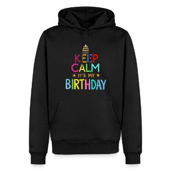 Fille Keep Calm c’est mon anniversaire fille anniversaires - Sweat à capuche Premium bio Homme - noir - Devant - Nico (187cm)