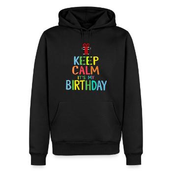 Fille Keep Calm c’est mon anniversaire fille anniversaires - Sweat à capuche Premium bio Homme - noir - Devant - Nico (187cm)