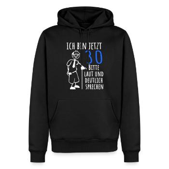 Ich bin jetzt 30 Jahre 30. Geburtstag Deko - Männer Premium Bio Hoodie - Schwarz - Vorne - Nico (187cm)