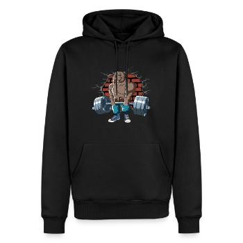 Fitness Training Pompes Walrus Deadlift Fitness - Sweat à capuche Premium bio Homme - noir - Devant - Nico (187cm)