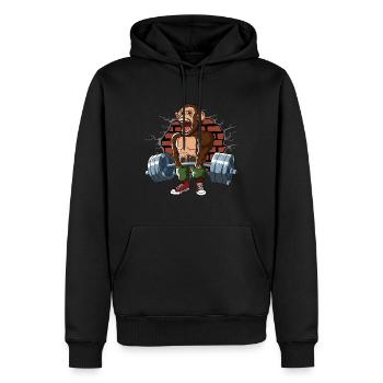 Fitness Training Pompes Gympanse Deadlift Fitness - Sweat à capuche Premium bio Homme - noir - Devant - Nico (187cm)