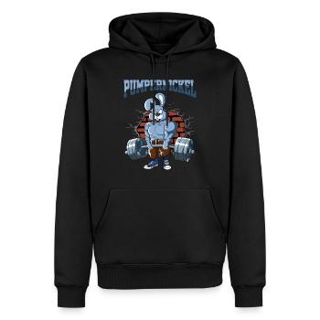 Fitnesstraining Pumpernickel Kreuzheben Fitness - Männer Premium Bio Hoodie - Schwarz - Vorne - Nico (187cm)