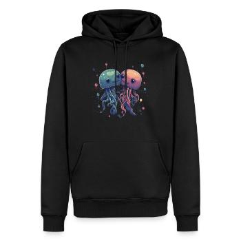 Méduses animaux mignons - Sweat à capuche Premium bio Homme - noir - Devant - Nico (187cm)