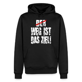 weg ist das Ziel Motivation Spruch Statement - Männer Premium Bio Hoodie - Schwarz - Vorne - Nico (187cm)