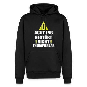 Achtung Gestört Nicht therapierbar - Männer Premium Bio Hoodie - Schwarz - Vorne - Nico (187cm)