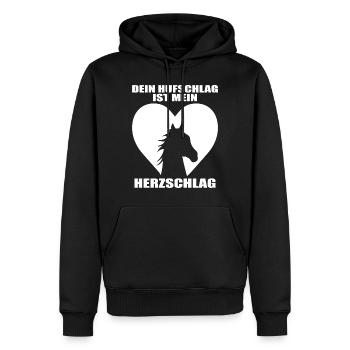Pferde Herzschlag Reiten Hufe Hufeisen Herz Pony - Männer Premium Bio Hoodie - Schwarz - Vorne - Nico (187cm)