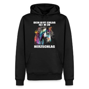 Pferde Herzschlag Reiten Hufe Hufeisen Herz Pony - Männer Premium Bio Hoodie - Schwarz - Vorne - Nico (187cm)