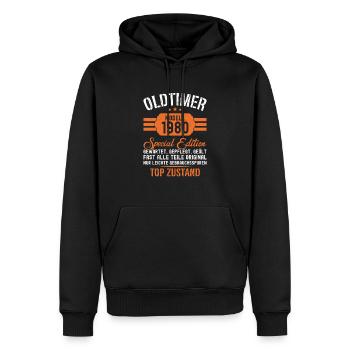 44. Geburtstag 44 Jahre Oldtimer Geschenk 1980 - Männer Premium Bio Hoodie - Schwarz - Vorne - Nico (187cm)