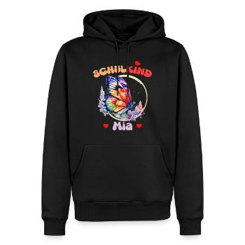 Mia, écolière - Sweat à capuche Premium bio Homme - noir - Devant - Nico (187cm)