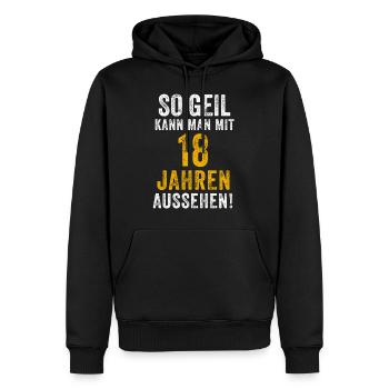18th Birthday Man Woman 18 Years Saying Funny - Men’s Premium Organic Hoodie - black - Front - Nico (187cm)
