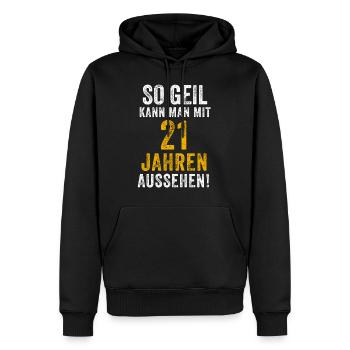 21. Geburtstag Mann Frau 21 Jahre Spruch Lustig - Männer Premium Bio Hoodie - Schwarz - Vorne - Nico (187cm)