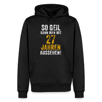 27e anniversaire homme femme 27 ans dire drôle - Sweat à capuche Premium bio Homme - noir - Devant - Nico (187cm)