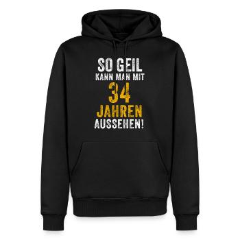 34e anniversaire homme femme 34 ans dire drôle - Sweat à capuche Premium bio Homme - noir - Devant - Nico (187cm)