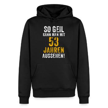 53e anniversaire homme femme 53 ans dire drôle - Sweat à capuche Premium bio Homme - noir - Devant - Nico (187cm)