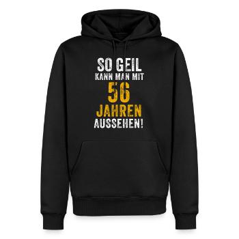 56e anniversaire homme femme 56 ans dire drôle - Sweat à capuche Premium bio Homme - noir - Devant - Nico (187cm)