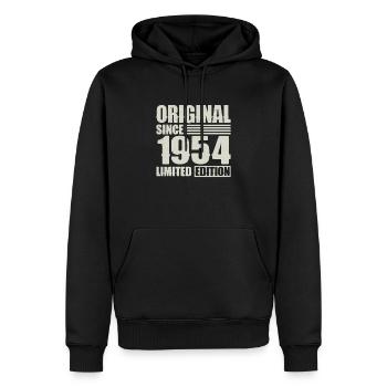 Original depuis 2004 Anniversaire 20 ans - Sweat à capuche Premium bio Homme - noir - Devant - Nico (187cm)