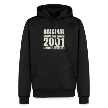Original since 2001 Birthday 23 years - Men’s Premium Organic Hoodie - black - Front - Nico (187cm)