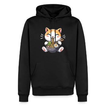 Anime Katze Ramen - Männer Premium Bio Hoodie - Schwarz - Vorne - Nico (187cm)