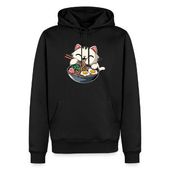 Anime Katze Ramen - Männer Premium Bio Hoodie - Schwarz - Vorne - Nico (187cm)