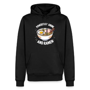 Propulsé par l’anime et les ramen - Sweat à capuche Premium bio Homme - noir - Devant - Nico (187cm)