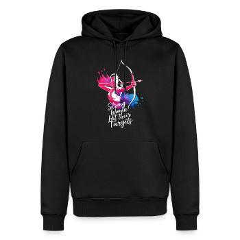 Strong women hit their targets Archery - Men’s Premium Organic Hoodie - black - Front - Nico (187cm)