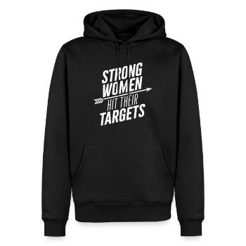 Strong women hit their targets Archery - Men’s Premium Organic Hoodie - black - Front - Nico (187cm)