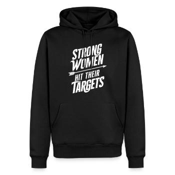 Strong women hit their targets Archery - Men’s Premium Organic Hoodie - black - Front - Nico (187cm)