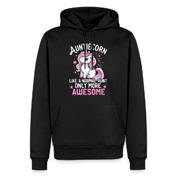 Tante, Tante, Licorne - Sweat à capuche Premium bio Homme - noir - Devant - Nico (187cm)