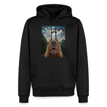Capybara Selfie OVNI Drôle d’animaux Photos - Sweat à capuche Premium bio Homme - noir - Devant - Nico (187cm)