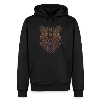 Dessin au trait d’ours - Sweat à capuche Premium bio Homme - noir - Devant - Nico (187cm)