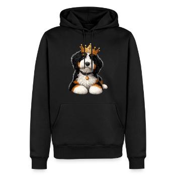 Bernedoodle Chien Couronne - Sweat à capuche Premium bio Homme - noir - Devant - Nico (187cm)