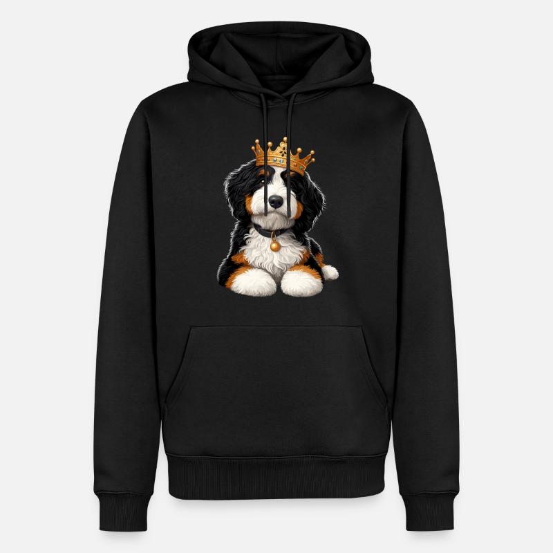 Bernedoodle Chien Couronne - Sweat à capuche Premium bio Homme - noir