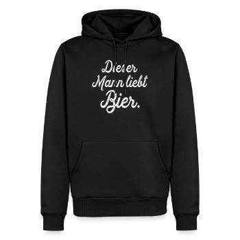 Cet homme aime la bière - Sweat à capuche Premium bio Homme - noir - Devant - Nico (187cm)